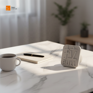 Panneau publicitaire en béton haute densité écologique, personnalisable avec logo, mots artistiques et signalisation Wi-Fi, sur pied de bureau - Product Image 6