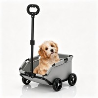 Poussette pliable pour chien, poussette pour animaux de compagnie pour petits chiens et chats, chariot de voyage à 4 roues avec poche de rangement, laisse de sécurité, entrée basse