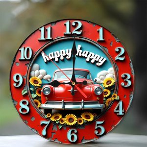 <b>Round</b> Wooden Wall Clock 25Cm Vintage Quiet Quartz Living Room Decor - Product Image 1