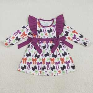 ชุดเดรสฮาโลวีนพิมพ์ลายฟักทองสไตล์บูติกใหม่สำหรับเด็กแขนยาวไม่มี MOQ - Product Image 3