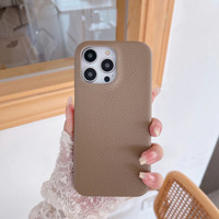 Nouvelle coque de téléphone texture litchi avec bord huilé pour iPhone 14 Pro 13 12