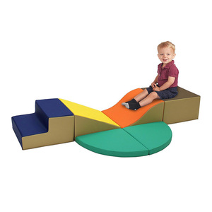 Ensemble de jeu d'intérieur 6 pièces : structure d'escalade, toboggan et combinaison d'escaliers aux formes géométriques pour bébés, jouet éducatif précoce unisexe - Product Image 3