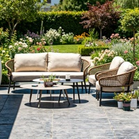 Offre Spéciale : Ensemble de Salon de Jardin Moderne et Durable en Rotin Synthétique pour Extérieur, Chaises Profondes et Table Basse pour Balcon et Hall