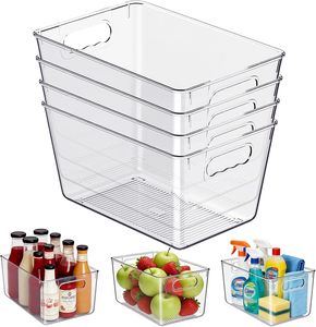 Clear Plastic Fridge Storage Box Stackable Food Organizer BPA-Free <b>Refrigerator</b> <b>Container</b> - Product Image 1