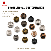 Boutons en jean personnalisés avec logo gravé en alliage de zinc, laiton, cuivre, acier inoxydable, anti-rouille pour jeans, vente en gros OEM ODM