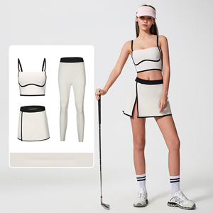 Set Yoga & tenis blok warna wanita dapat disesuaikan | Bra olahraga tahan benturan tinggi + legging panjang pergelangan kaki pengangkat nuansa telanjang - Product Image 3