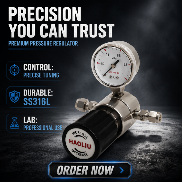 316L Stainless Steel Manual Single Stage Gas Pressure Regulator 1/4NPT 2.5MPa Hydrogen Control Pressure Reducing Valve
