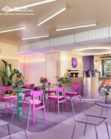 Conception de comptoir de boulangerie incurvé entièrement personnalisable, mobilier de vitrine pour café-boulangerie, design d'intérieur de boulangerie