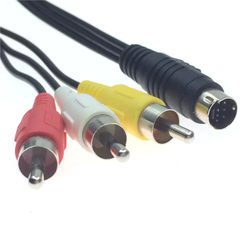 סין זול OEM מיני דין 7 פין כדי 3 RCA זכר או נקבה אודיו AV כבל רכיב כבל מתאם Rgb זהב PVC Polybag 6mm צמת