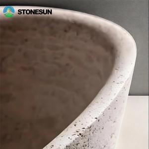 Vasche da Bagno Autoportanti in Travertino Naturale su Misura StoneSun, Vasche e Lavabi in Marmo e Travertino Prodotti in Turchia - Product Image 2