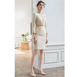 New Style Elegant Dinner Tweed Suit Dresses 2022 Customized Women Formal Outfit Modest Dress
