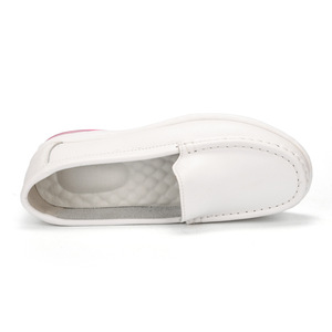 Cuscino con suola spessa in vera pelle bianca <span class=keywords><strong>scarpe</strong></span> Casual da donna con zeppa a punta tonda <span class=keywords><strong>scarpe</strong></span> da ballo di grandi dimensioni - Product Image 5