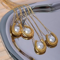 Charmes délicats en forme de U pour femmes, en acier inoxydable, sublimation, plaqué or 18 carats, pendentifs en perles pour collier