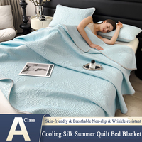 Couette d'été unie en soie glacée lavée, rafraîchissante, douce, effet climatisant, avec bordure doublement cousue, tailles Twin et Full