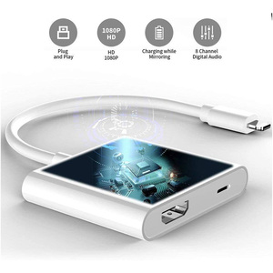 2 Trong 1 HDTV Chiếu Màn Hình Kỹ Thuật Số Âm Thanh AV Chuyển Đổi Cáp HD-MI Adapter Đồng Bộ Kết Nối Màn Hình Cho Iphone - Product Image 3