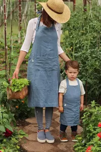 Meita Casa cucina Regolabile logo personalizzato bbq denim di lino grembiule mamma e bambini da giardino bambino grembiule