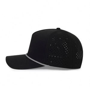 Casquettes de camionneur personnalisées en gros avec corde, casquettes perforées au laser de haute qualité, casquettes de golf 5 panneaux avec corde - Product Image 2