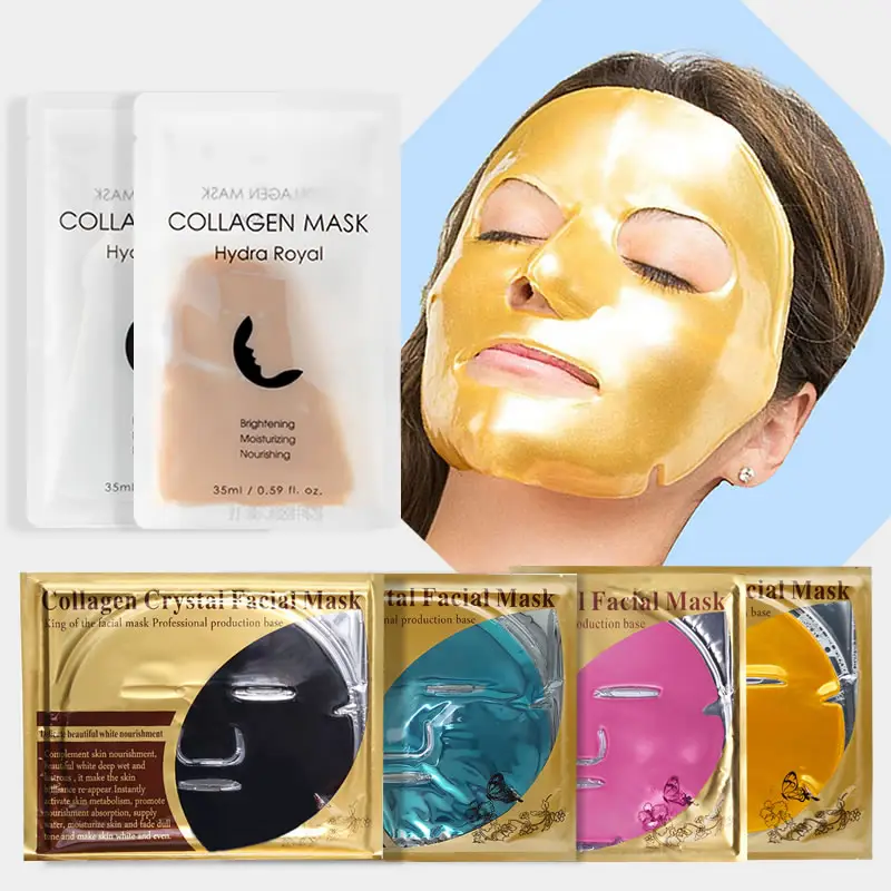 Wholesale Private Label Korea 24 K Gold Bio-Collagen Face Sheet Mask Custom Logo OEM 24K Gold Crystal Collagen Facial Mask