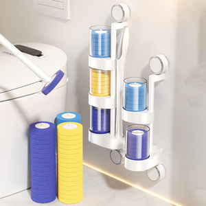 Toilet Brush Holder Wall Mounted With Suction Cup For Bathroom Cleaning Kit Disposable Brush Storage Organizer - Product Image 2