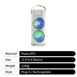 Hot Selling Mist Portable Usb Rechargeable Water Tank Led Lights Two <b>Head</b> <b>Fan</b> for Home Office Outdoor - Product Image 3