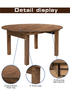 Mesa <span class=keywords><strong>de</strong></span> Comedor Redonda <span class=keywords><strong>de</strong></span> Madera Maciza Rústica <span class=keywords><strong>Vintage</strong></span>, Estilo Granja, Plegable, Ahorra Espacio, <span class=keywords><strong>para</strong></span> <span class=keywords><strong>Eventos</strong></span> <span class=keywords><strong>de</strong></span> Boda, Alquileres - Product Image 3