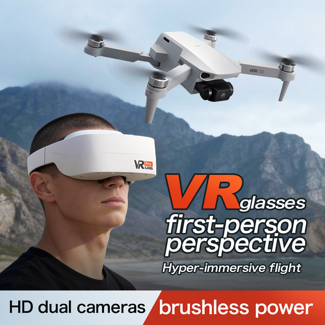 Mini Aeri100 Drone Professional HD Camera WIFI FPV UAV VR Glasses RC Brushless Aerial Photography Quadcopter Airplane Fold Toys