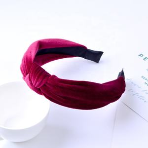 Cina All'ingrosso Della Fabbrica di Alta Qualità Delle Ragazze Hairband Velluto Fasce Larghe Croce Annodato Fasce Per Capelli - Product Image 5