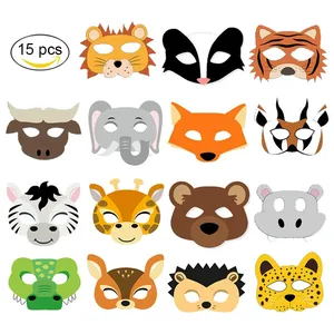 HLC 15 PC หน้ากากการ์ตูนสัตว์ป่า, หน้ากากกระดาษรูปสัตว์สำหรับงานวันเกิดเด็ก อุปกรณ์กิจกรรมพ่อแม่ลูก และงานปาร์ตี้ครอบครัว - Product Image 5