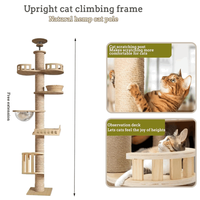 Arbre à chat en bois de haute qualité, du sol au plafond, avec hamac et griffoir en corde de sisal