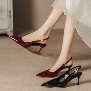 Scarpe da donna estive di nuovo Design da donna <span class=keywords><strong>sandali</strong></span> con <span class=keywords><strong>tacco</strong></span> sottile a punta con un cinturino Sexy rosso con <span class=keywords><strong>tacco</strong></span> alto in Pu - Product Image 5