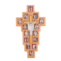 Pendentif croix de Jésus à suspendre au mur, ornement de salon, décoration murale artisanale en bois, cadeaux catholiques