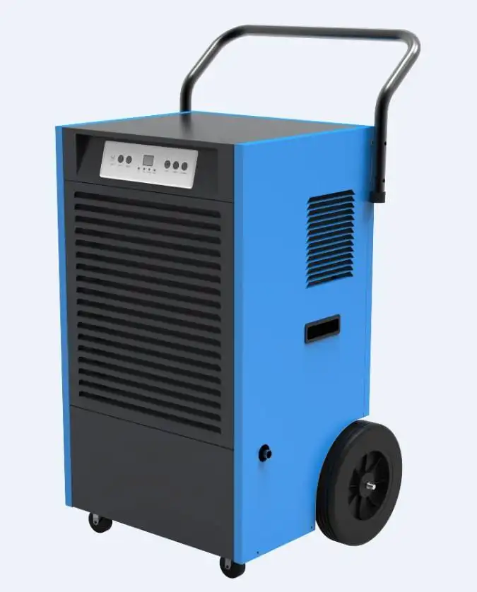 138L/D Commercial Air Dehumidifiers With Big Wheels Water Tube Continuous Drainage Air Compressor Dehumidifier