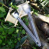 Portable extérieur pur titane vaisselle ensemble longue poignée étendue fourchette cuillère Camping café Dessert remuer cuillère vaisselle