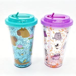 Taza de Café de Plástico Ecológica Personalizada al por Mayor para Uso Doméstico, 500 ml, Taza Recta para Bebidas Frías con Pajita - Product Image 4