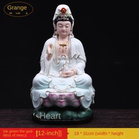Ornement Bouddha occidental en céramique plaqué or peint à la main, Lys d'eau Feng Shui, Décoration de culte domestique, Guanyin Dizang King