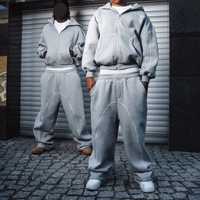 OUNA Clothing Manufacture Hoodie Streetwear Personnalisé Vierge en Coton Épais avec Passepoil et Patchwork
