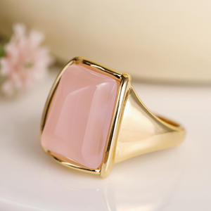 Anello Cocktail Geometrico A169 in Oro Giallo con Quarzo Incastonato, Unisex per Uso Quotidiano - Product Image 6