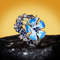 Fabricant direct plaqué platine fleur forme bague collier boucle d'oreille ensemble de bijoux pour mariage fiançailles cadeau pour les femmes