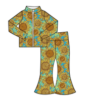 Nuevo Conjunto de 2 Piezas para Niñas Pequeñas: Chaqueta con Cierre y Cuello Alto Elástico y Pantalones de Yoga con Corte Acampanado, Conjunto Deportivo Elegante para Bebés y Niñas