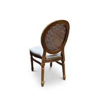 Chaise de mariage vintage en résine, dossier ovale en rotin, coussin en tissu, mobilier de banquet Louis XVI pour événements