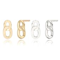 Boucles d'oreilles clous à double maillon ovale en argent sterling S925 plaqué or 18 carats