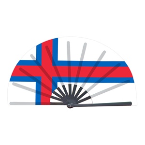 Drapeau des îles Féroé <span class=keywords><strong>Ventilateur</strong></span> de poche 33cm Croix blanche et rouge Caractéristiques de l'île nordique Ouverture et fermeture faciles à main - Product Image 1