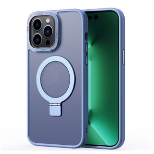 เคสโทรศัพท์มือถือแบบแม่เหล็กเนื้อแมตต์โปร่งแสงสำหรับ iPhone 15 16 Pro Max พร้อมขาตั้งโลหะแบบซ่อน - Product Image 1
