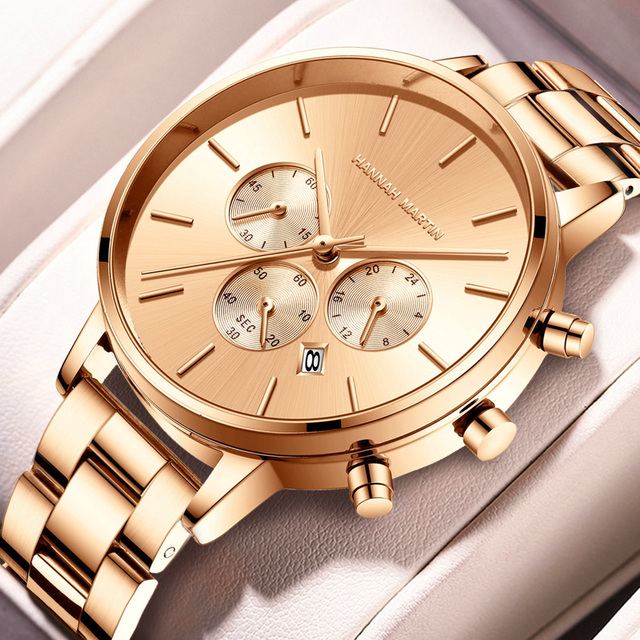 Wholesale Personalized Steel Material Water Resistant Feature Custom Logo Waterproof Chronograph Complete Calendar Watch Women