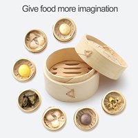 Personnalisé 3 Pouces Mini Estick Bambou Vapeur Unique Dim Sum Panier pour Mariage ou Boulettes Mini Faveurs Vapeurs