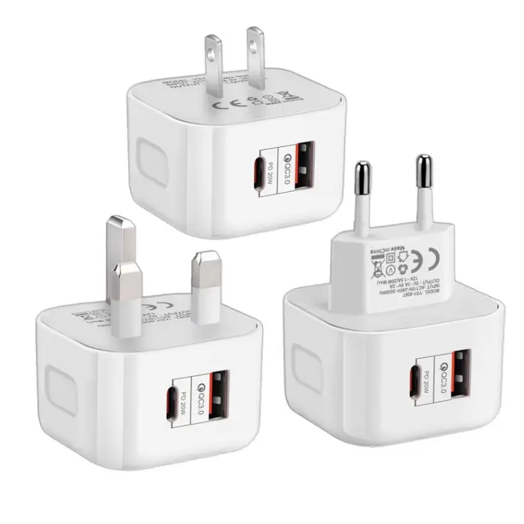 Top selling products 2022 20W PD Wall Charger USB C Wall Plug 3 Pin UK Charger