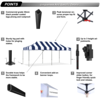 Tenda Pop-up Bergaris 10*20 Kaki, Tugas Berat, 3 Tingkat Ketinggian, Tahan UV & Air, Dilengkapi Dinding Pintu & Tas Penyimpanan Beroda