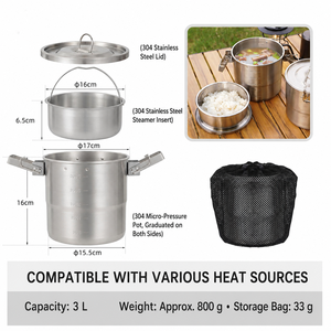 Set da Cucina Portatile per Campeggio in Acciaio Inox 304, Attrezzatura da Cucina per Esterni - Product Image 6
