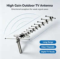 B-12D-12 Außen-Richtantenne Yagi HDTV Langstrecken-DVB-T2 Digital-TV-Antenne Kunststoff-Stangenmontage