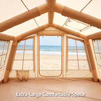 Tente familiale gonflable de luxe 13,68 m² en Oxford 420D, maison de glamping avec plafond de 2,3 m de haut, double porte et lucarne, usine OEM
